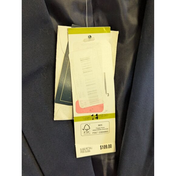 Jones New York Signature Navy Stretch Blazer Womens Size 14 Gold Button Detail N - Picture 4 of 7